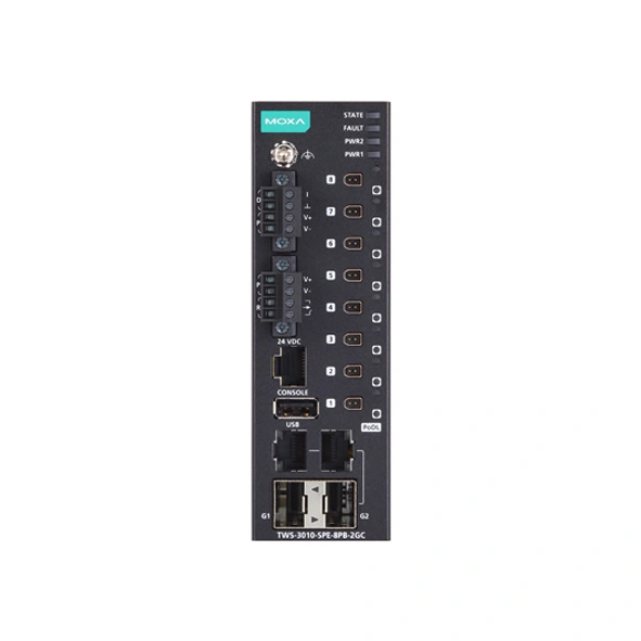 MOXA TWS-3010-SPE-8PB-2GC-T Two-wire Ethernet Switch