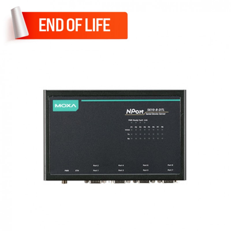 MOXA NPort 5610-8-DTL w/ Adaptor Serial to Ethernet Device Server